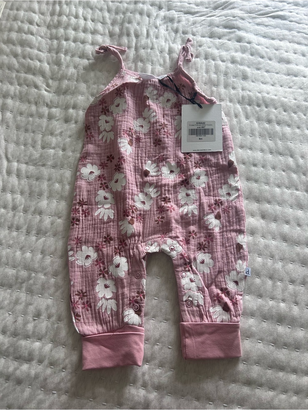 deux par deux Pink Floral Muslin One-Piece Romper